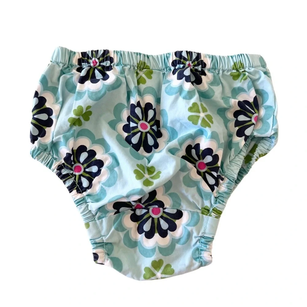 Vintage GAP Blue Green Pink Floral A-Line Dress with Bloomer SET | Girl 3 Month
